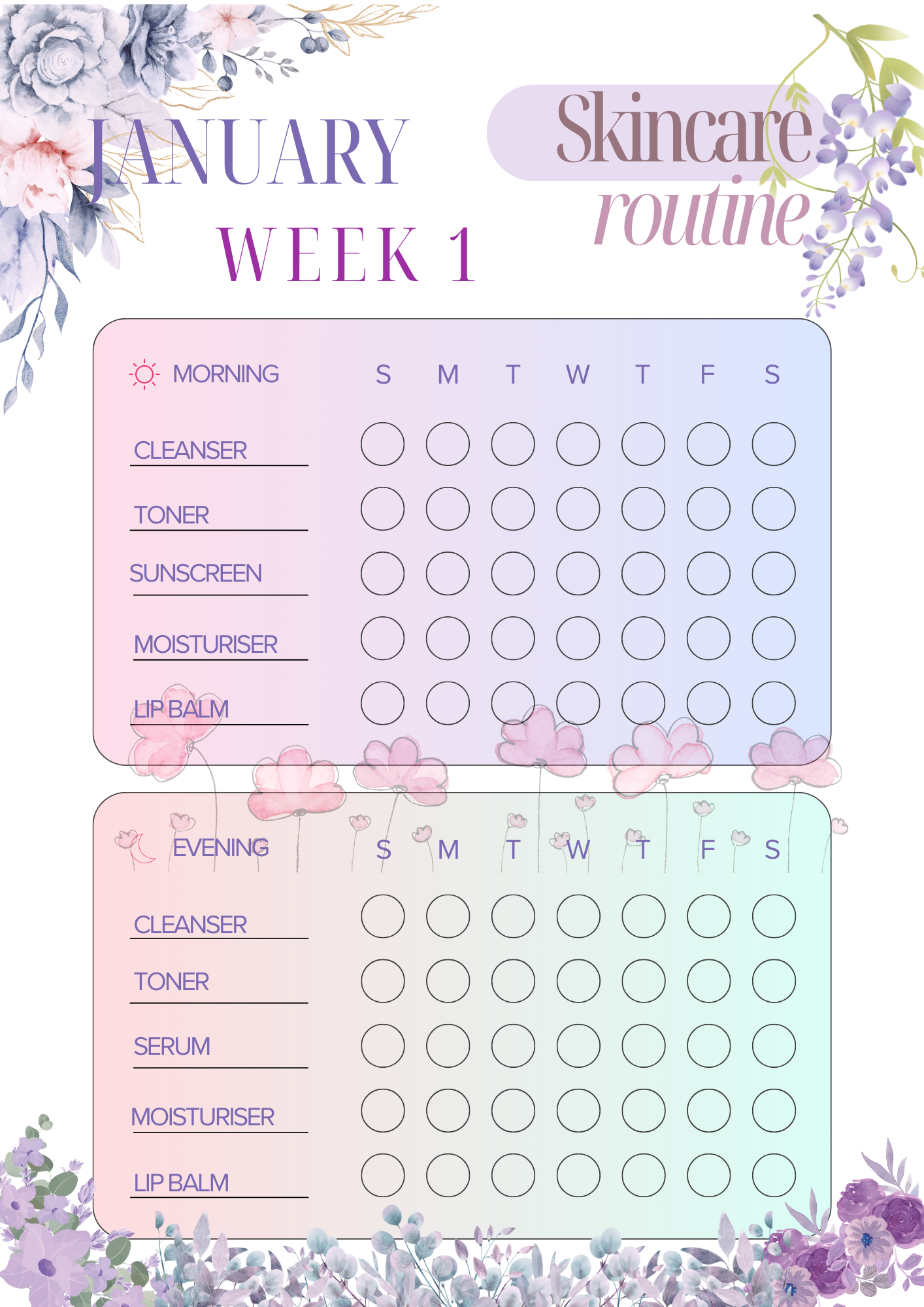 Ultimate Skincare Planner | Daily & Weekly Routine Organizer....Minimalist Skin Notes Journal | 12-Month Writing Space