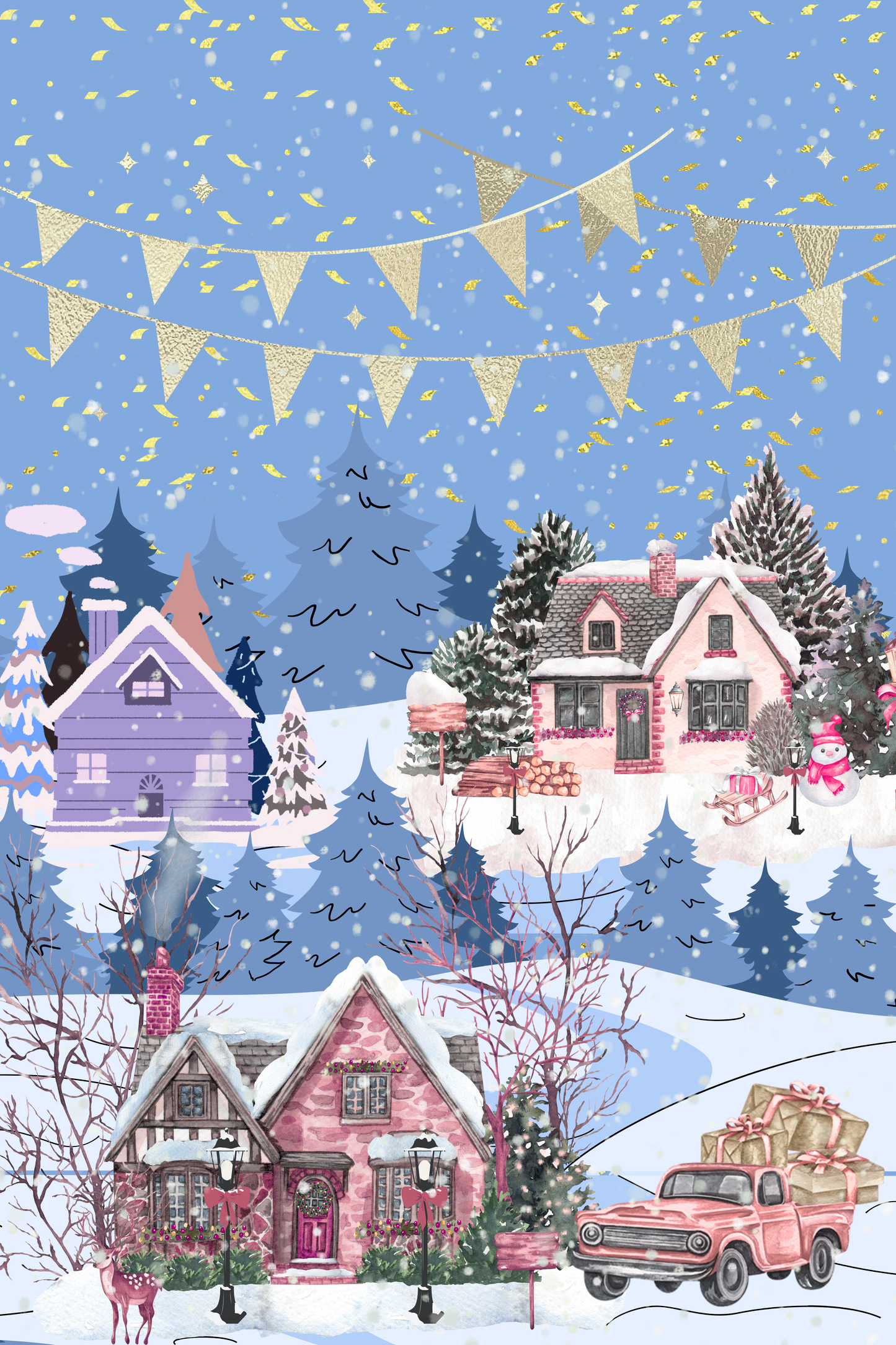 Magical Christmas Wonderland Wall Art – 3 Piece Set | santa art |Winter Holiday  |  Christmas Decor