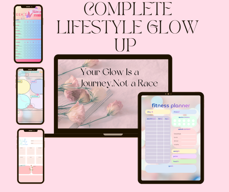 : Glow-Up Planner & eBook for Women | Self-Care, Fitness, Mental Health, Affirmations